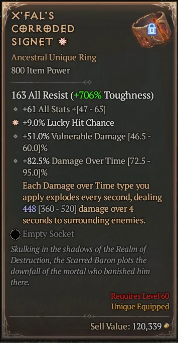 BUY X'FAL'S CORROED SIGNET 1S#3640-Diablo 4 Items