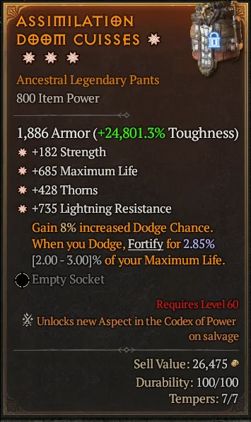 BUY ASSIMILATION DOOM CUISSES 1S#3640-2-Diablo 4 Items